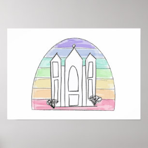 LDS Salt Lake City Tempel regenboog zonsondergang Poster