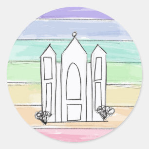 LDS Salt Lake City Tempel regenboog zonsondergang  Ronde Sticker