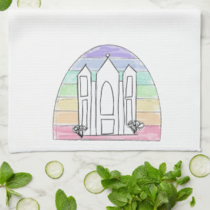 LDS Salt Lake City Tempel regenboog zonsondergang  Theedoek