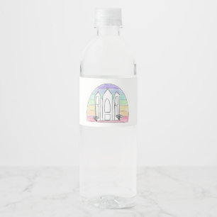 LDS Salt Lake City tempel regenboog zonsondergang  Waterfles Etiket