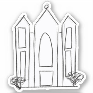 LDS Salt Lake City Tempel schets kinderen mormoon Sticker