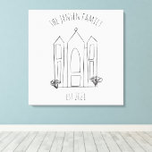 LDS Salt Lake City Temple eenvoudig modern mormon Canvas Afdruk (Insitu (Houten vloer))