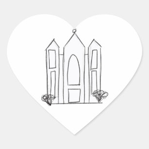 LDS Salt Lake City Temple eenvoudig modern mormon Hart Sticker