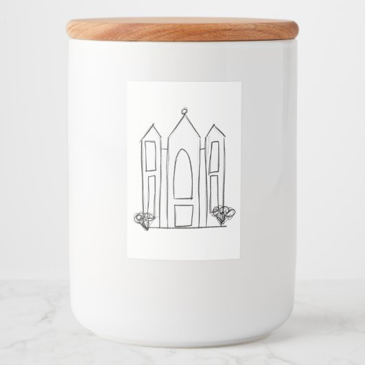 LDS Salt Lake City Temple eenvoudig modern mormon Voedselcontainer Etiket (Voorkant)