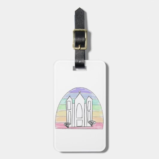 LDS Salt Lake City Temple rainbow sunset mormon Bagagelabel (Voorkant verticaal)