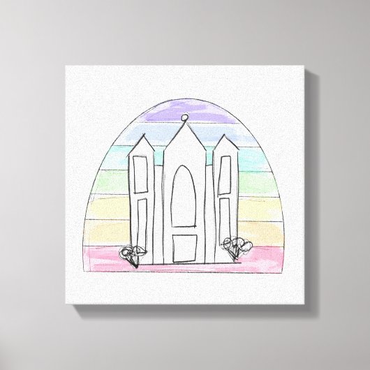 LDS Salt Lake City Temple rainbow sunset mormon Canvas Afdruk (Voorkant)