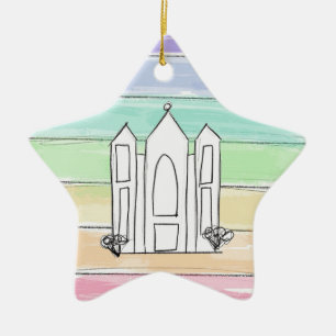 LDS Salt Lake City Temple rainbow sunset mormon Keramisch Ornament