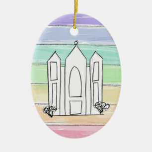 LDS Salt Lake City Temple rainbow sunset mormon Keramisch Ornament