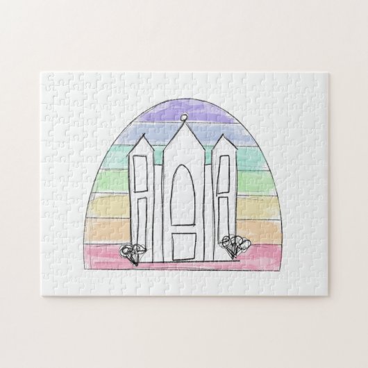 LDS Salt Lake City Temple rainbow sunset mormon Legpuzzel (Horizontaal)