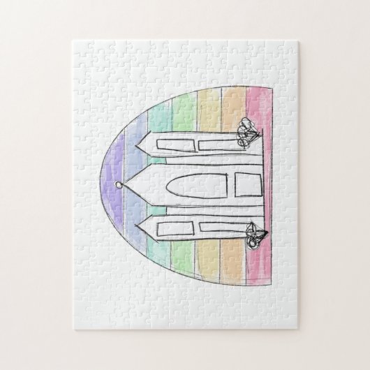 LDS Salt Lake City Temple rainbow sunset mormon Legpuzzel (Verticaal)