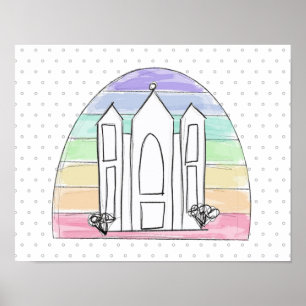 LDS Salt Lake City Temple rainbow sunset mormon Poster