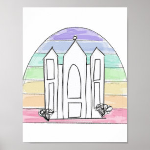 LDS Salt Lake City Temple rainbow sunset mormon Poster