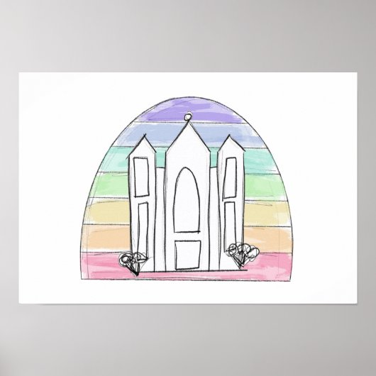 LDS Salt Lake City Temple rainbow sunset mormon Poster (Voorkant)