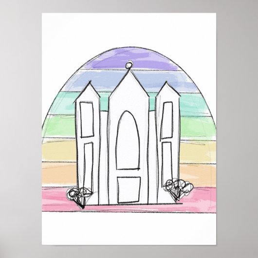 LDS Salt Lake City Temple rainbow sunset mormon Poster (Voorkant)