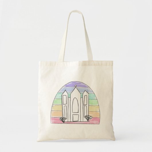 LDS Salt Lake City Temple rainbow sunset mormon Tote Bag (Voorkant)