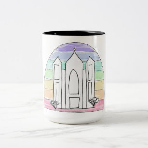 LDS Salt Lake City Temple rainbow sunset mormon Tweekleurige Koffiemok