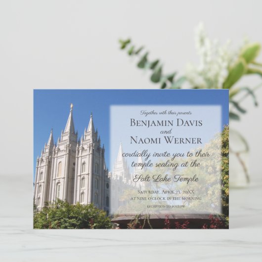 LDS Salt Lake Temple Wedding Invitations Kaart (Staand voorkant)