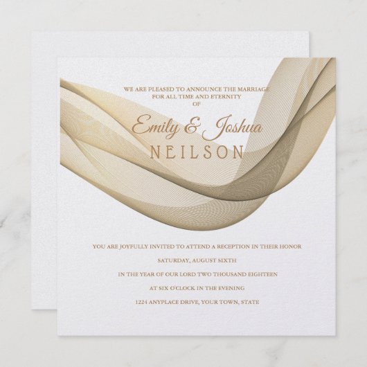 LDS Tempel bruiloft receptie uitnodiging-De sluier Kaart (Voorkant / Achterkant)