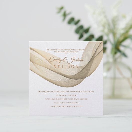 LDS Tempel bruiloft receptie uitnodiging-De sluier Kaart (Staand voorkant)