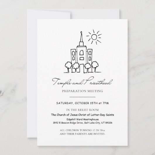 LDS-tempel en priesterorde preview uitnodiging & p (Voorkant)