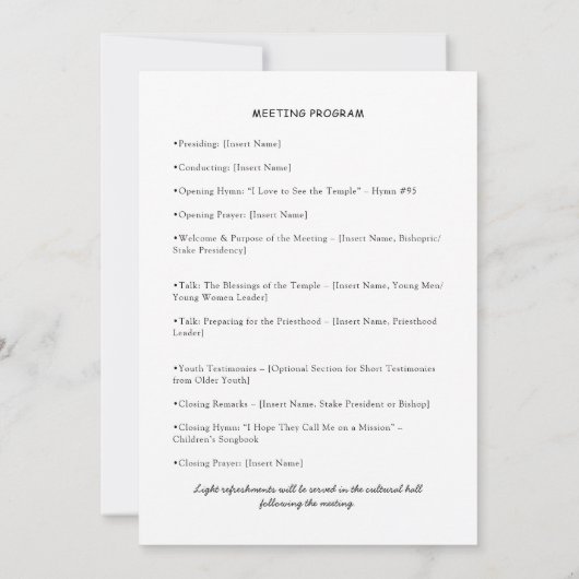 LDS-tempel en priesterorde preview uitnodiging & p (Achterkant)