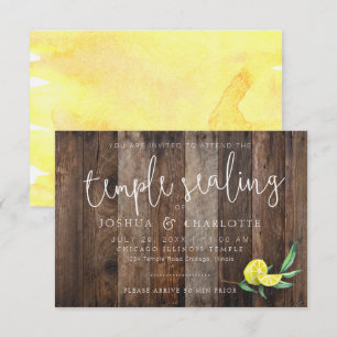 LDS TEMPLE SEALING CARD INSERT Rustic Wood Lemon Kaart