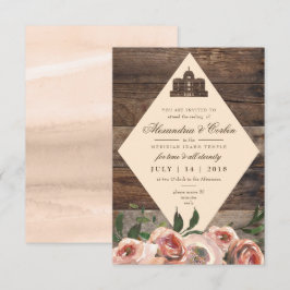 LDS TEMPLE SEALING KAART | Rustieke houten blos Bl