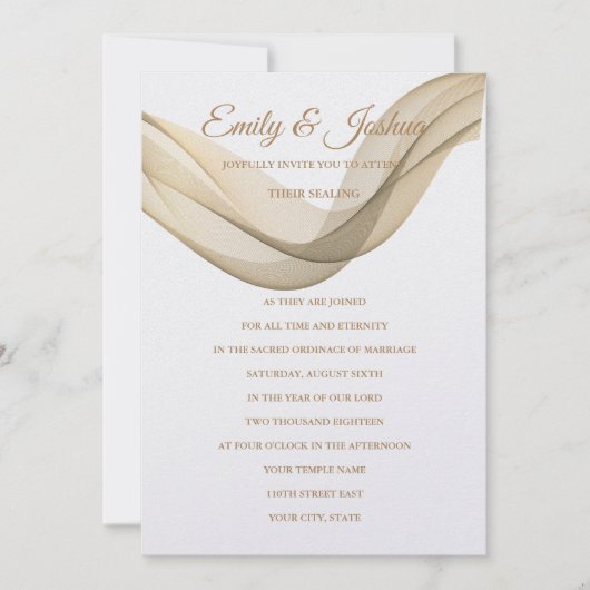 LDS Temple Wedding Invitation - De Veil Uitnodigin Kaart (Voorkant)