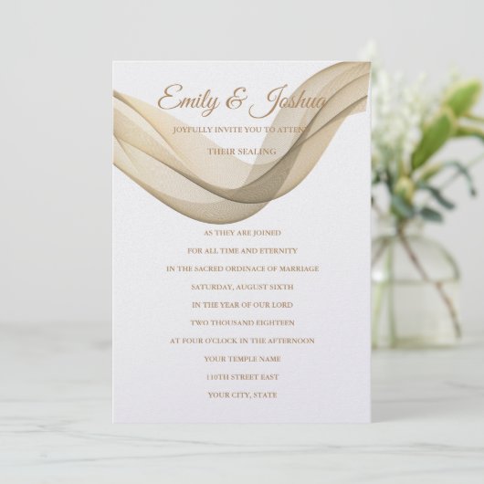 LDS Temple Wedding Invitation - De Veil Uitnodigin Kaart (Staand voorkant)