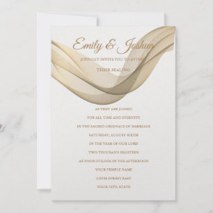 LDS Temple Wedding Invitation - De Veil Uitnodigin Kaart