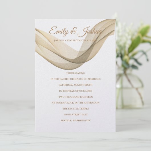 LDS Temple Wedding Invitation - De Veil Uitnodigin Kaart (Staand voorkant)