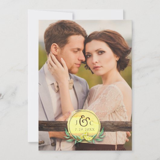 LDS TEMPLE WEDDING INVITATION | Rustic Wood Lemon Kaart (Voorkant)