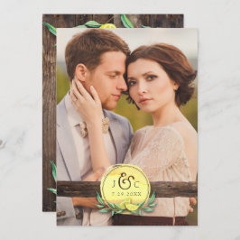 LDS TEMPLE WEDDING INVITATION | Rustic Wood Lemon Kaart