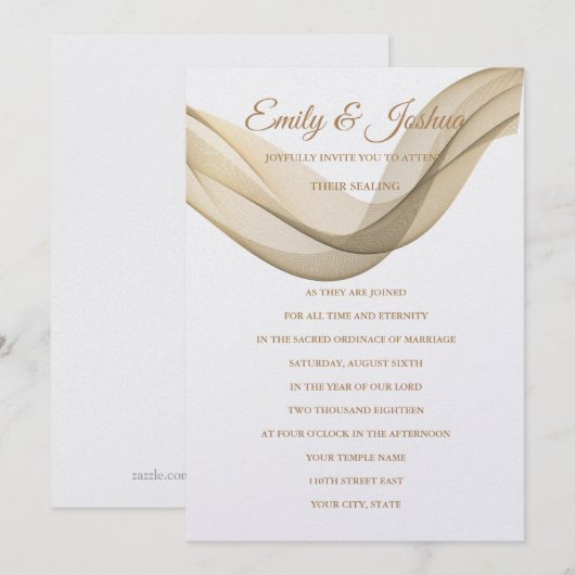 LDS Temple Wedding Invitation-The Veil Kaart (Voorkant / Achterkant)