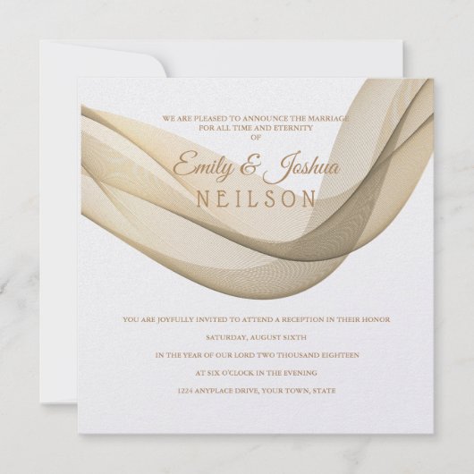 LDS Temple Wedding Reception Invitation-The Veil Kaart (Voorkant)