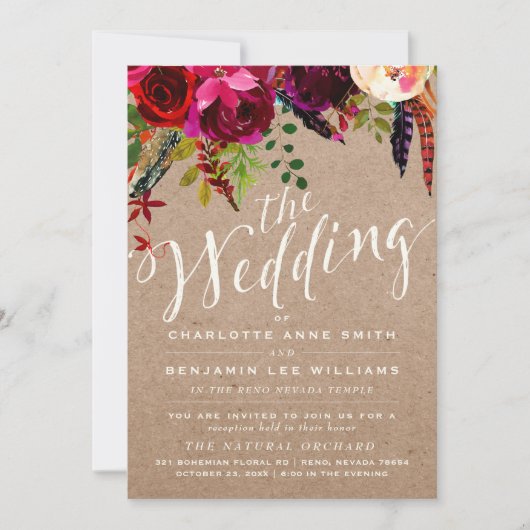 LDS WEDDING INVITATION | Elegant Floral Rustic Kaart (Voorkant)