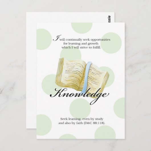 LDS YW Value Card - Kennis Briefkaart (Voorkant / Achterkant)