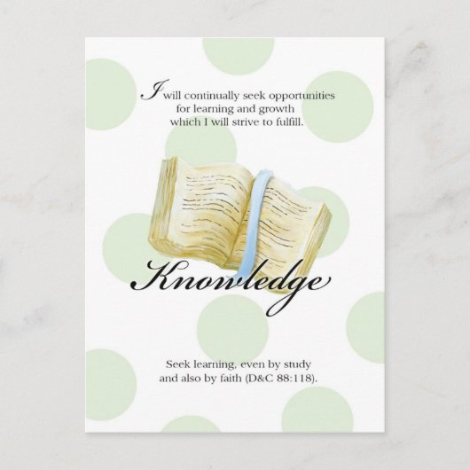 LDS YW Value Card - Kennis Briefkaart (Voorkant)