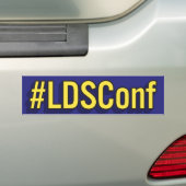 #LDSConf, de hashtag voor LDS-conferentie. Bumpersticker (Op auto)