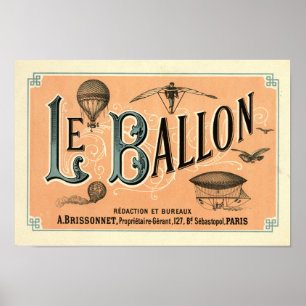 Le Ballon 1883 aeronautical journal Poster