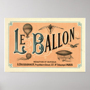 Le Ballon 1883 aeronautisch tijdschrift advertenti Poster