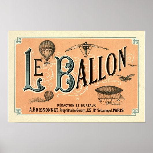 Le Ballon 1883 aeronautisch tijdschrift advertenti Poster (Voorkant)