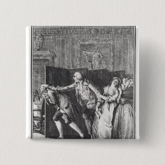 Le Baron chassa Candide du Chateau Vierkante Button 5,1 Cm (Voorkant)