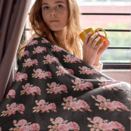 Le Boudoir Noire Pink Peach Black  Fleece Deken