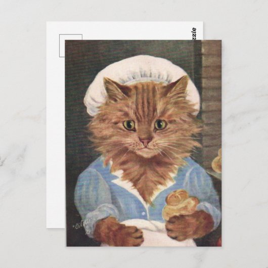 Le boulanger chat briefkaart (Voorkant / Achterkant)