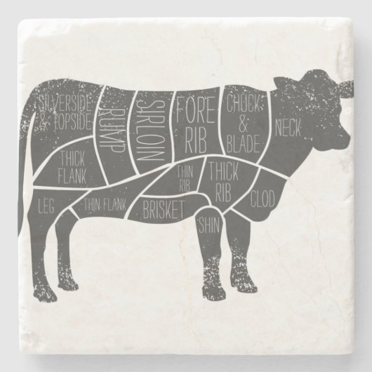 le Butcher Chart Stenen Onderzetter (Voorkant)