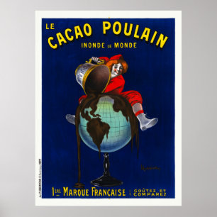 Le Cacao Poulain France Vintage Poster 1911