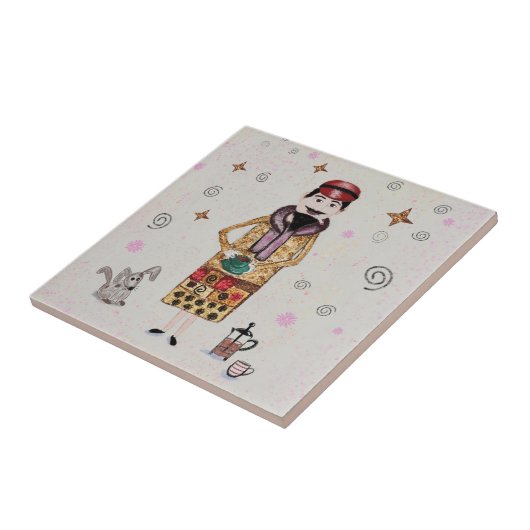 Le Cafe Ceramic Tile Tegeltje (Zijkant)