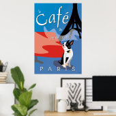 Le Cafe de Petit Chien, Parijs (bleu) Poster (Thuiskantoor)