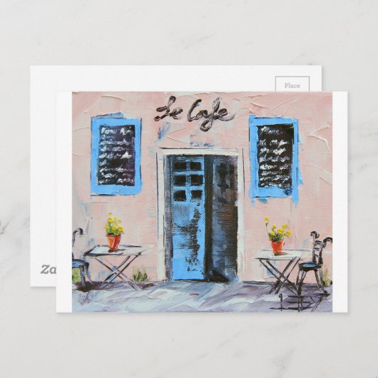 Le Cafe, Palette Knife Schilderen in olie Briefkaart (Voorkant / Achterkant)